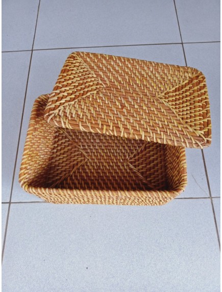 Hộp mây đan hình hộp chữ nhật D26R28